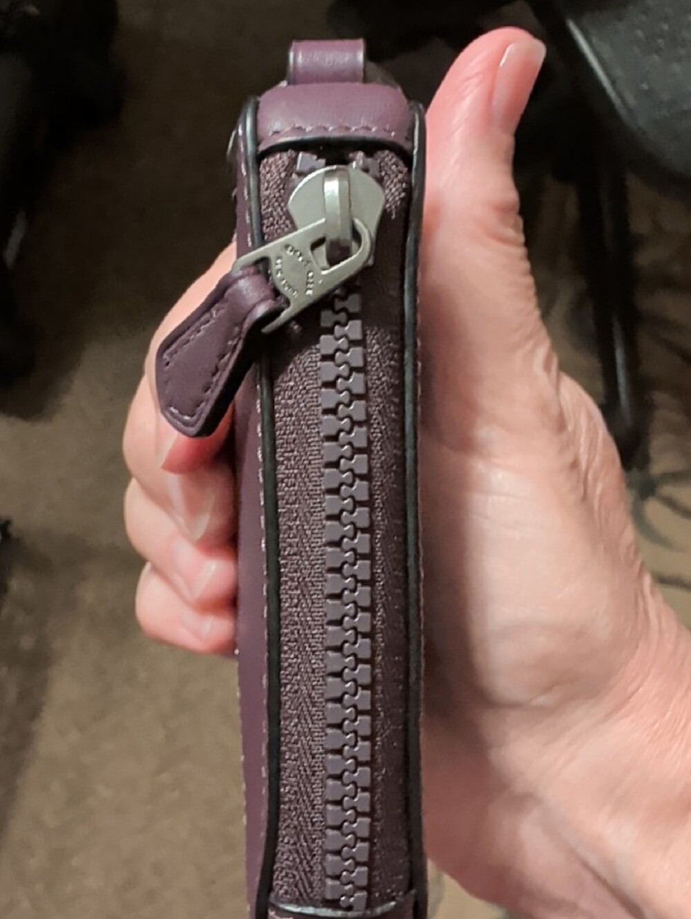 Coach Purple Triangle Leather Key Holder - Picture 4 of 16